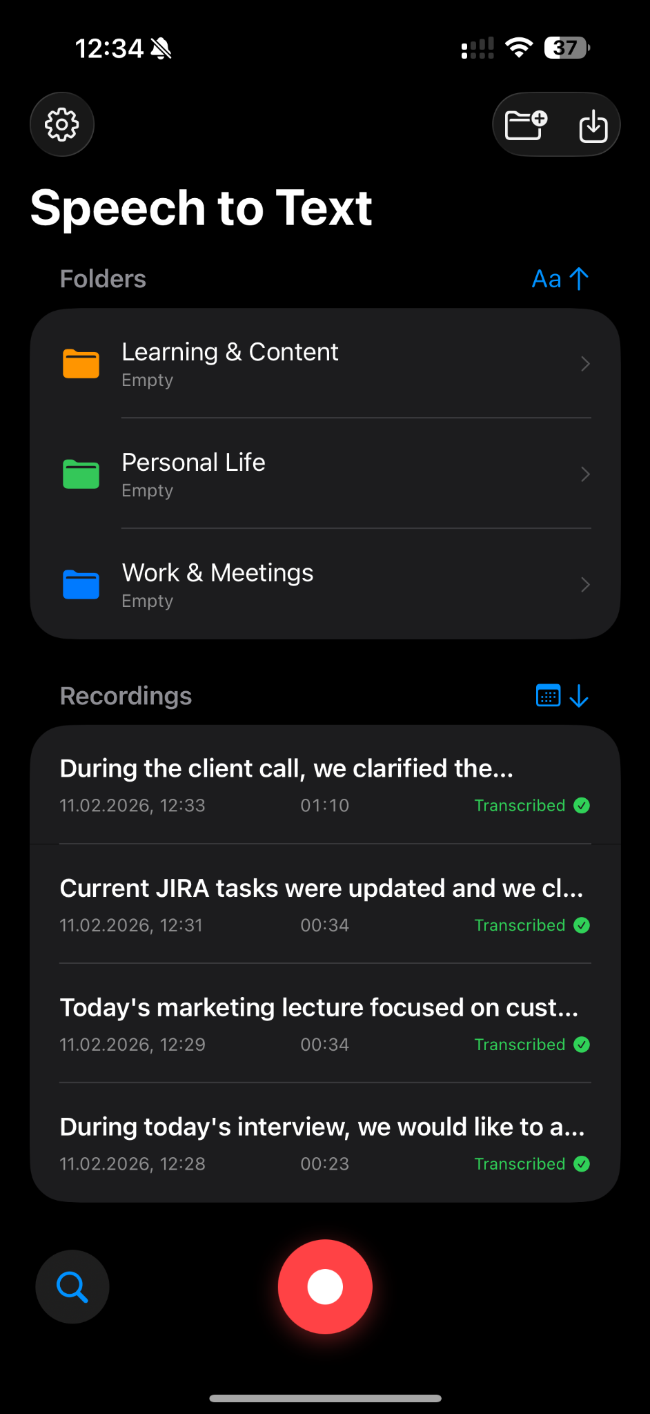 Vokivo: Audio Transcriber mobile app interface screenshot